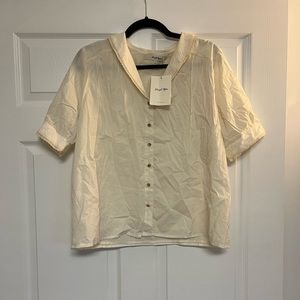 Simple Retro Button Down Lace Cream Large